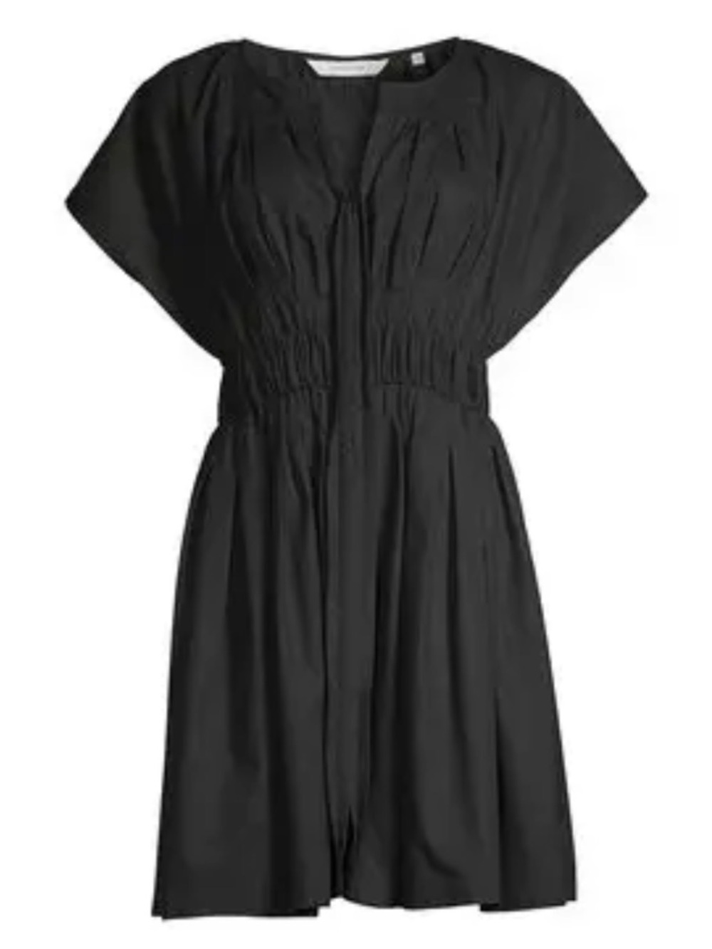 Rebecca Taylor Smocked V-neck Mini Dress Black